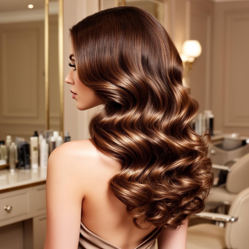Glossy voluminous hair styling